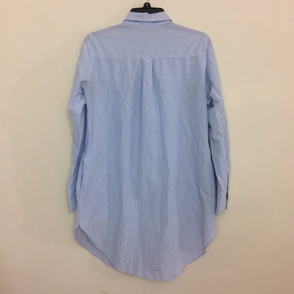 Promod Women Blue White Pinstripe Long Sleeve Button-Down Dress Shirt Long Sz 6 - Picture 7 of 11